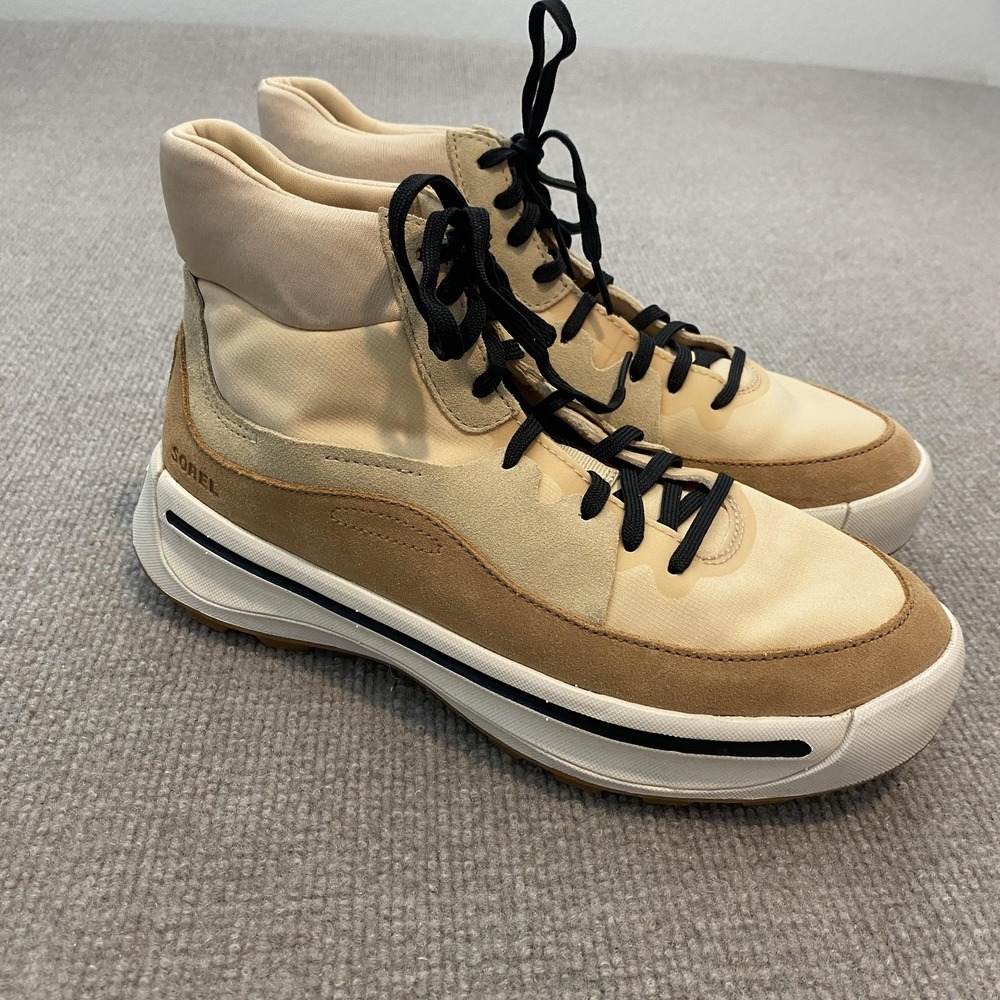 Sorel Boots Womens Size 9 Beige Suede Platform Ankle Wedge Lace Up NL4856-209